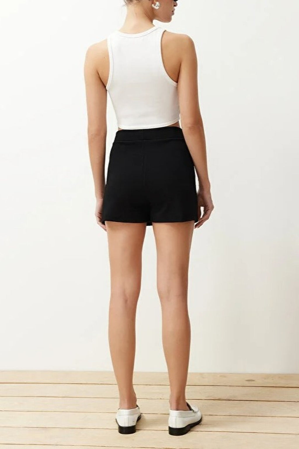 A-line Flexible Knit Mini Short Skirt with Slit
