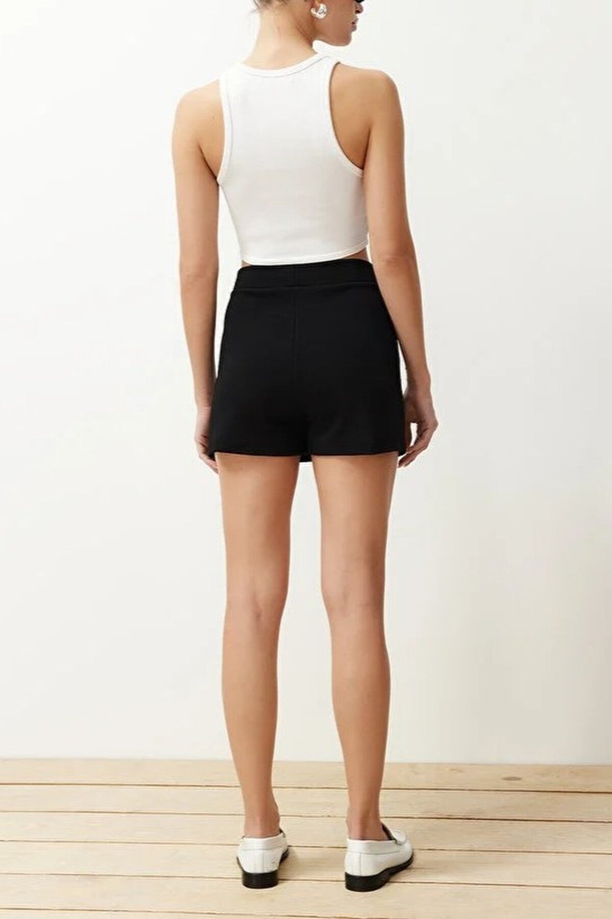 A-line Flexible Knit Mini Short Skirt with Slit