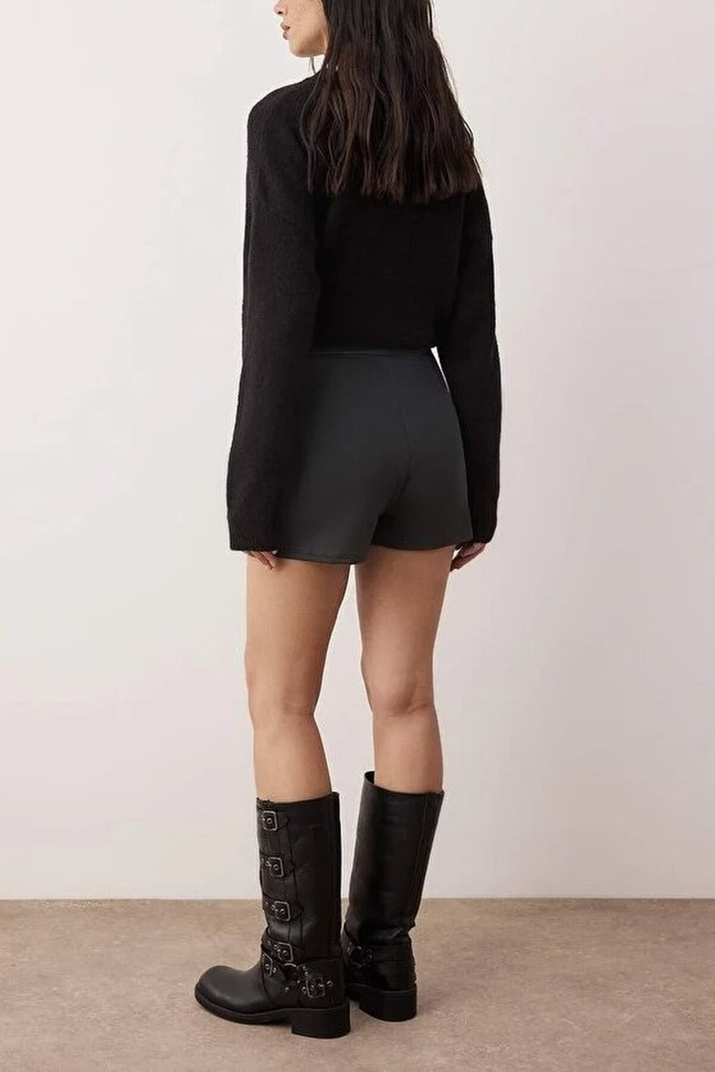 A-line Flexible Knit Mini Short Skirt with Slit
