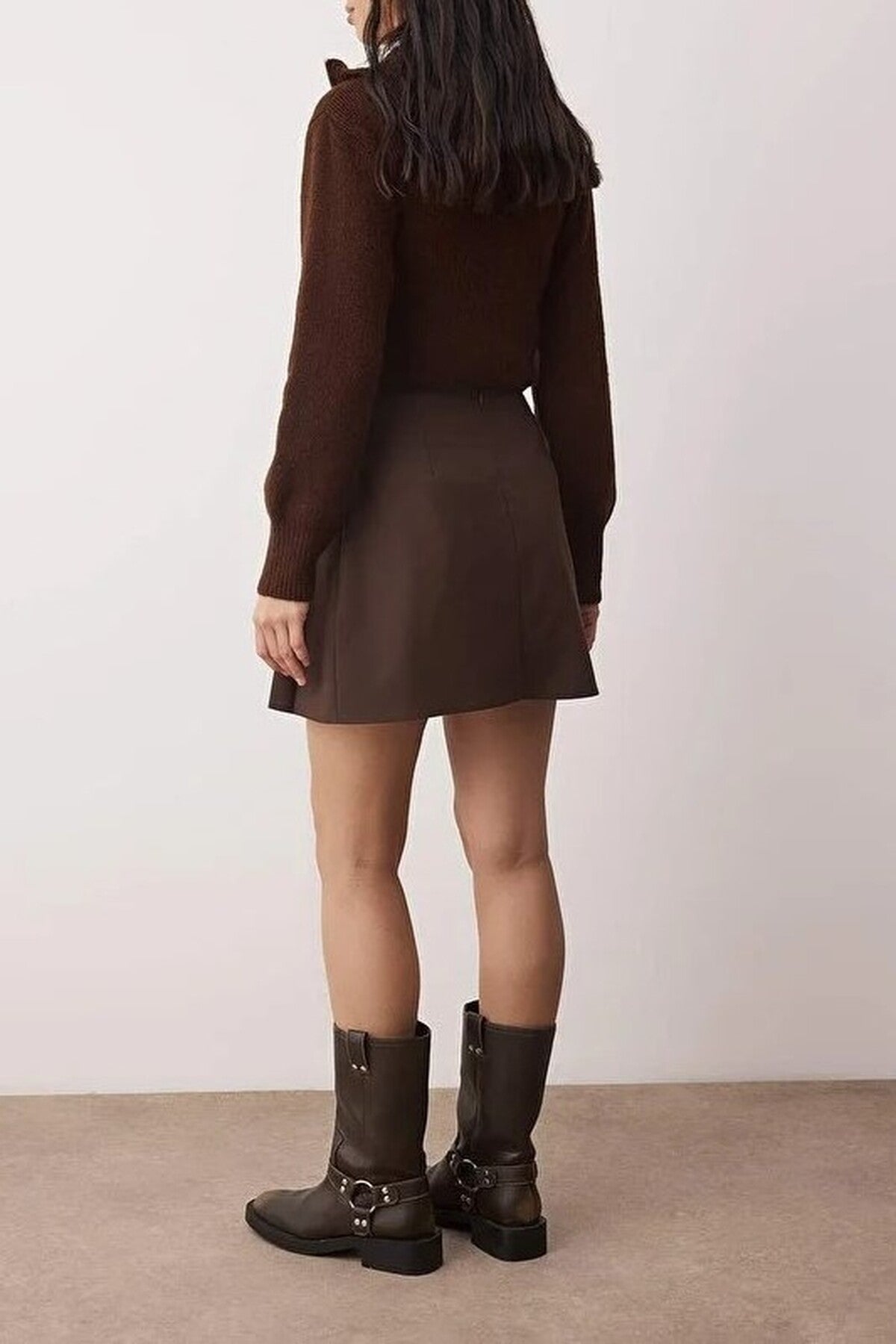 Mini Woven Skirt with Pleat and Ribbon Detail