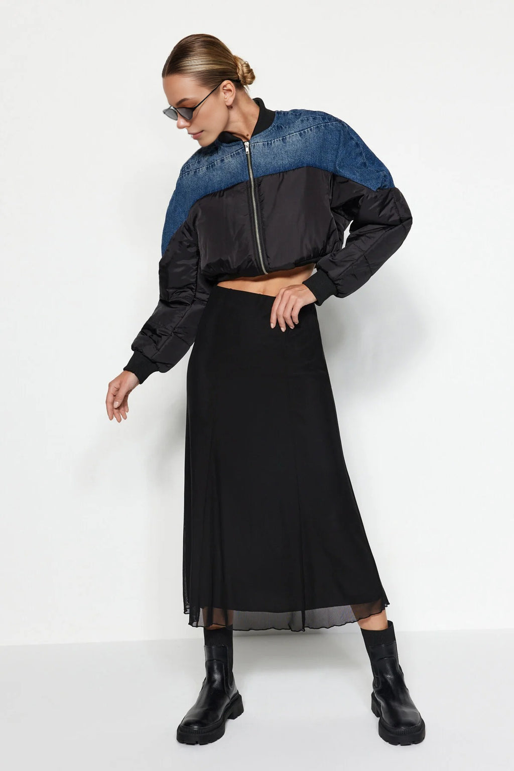 Lined Tulle Maxi Knit Skirt