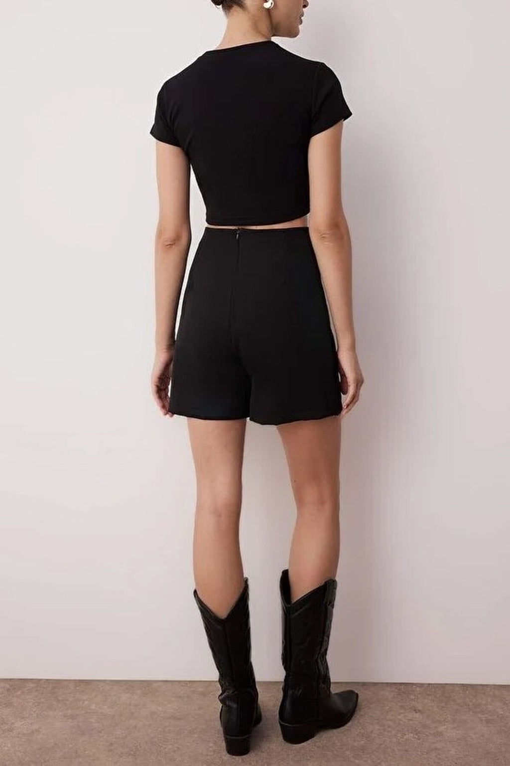 Woven Short Skirt with Zipper Detail