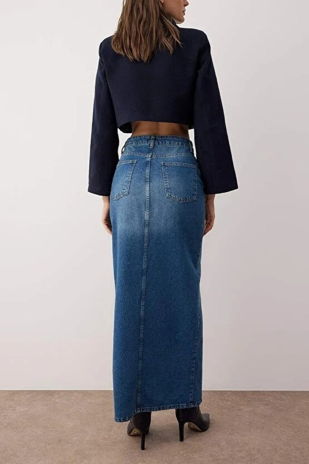 Slit Maxi Denim Skirt