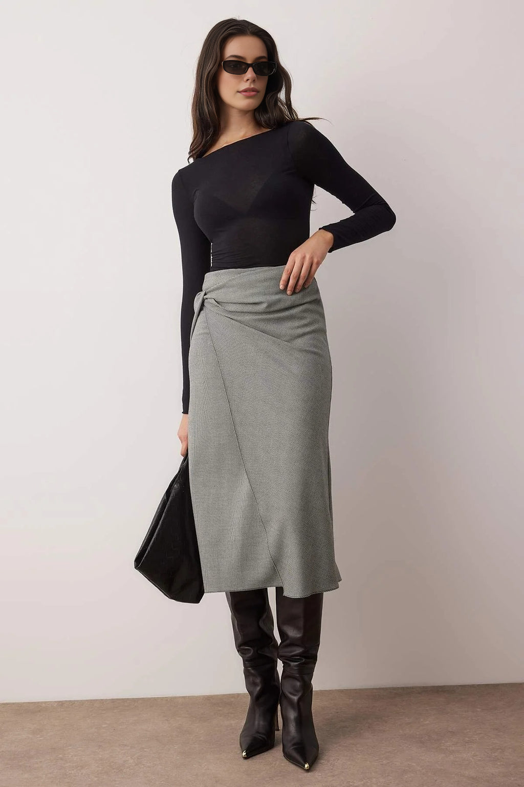 Wrap Detailed Midi Woven Skirt