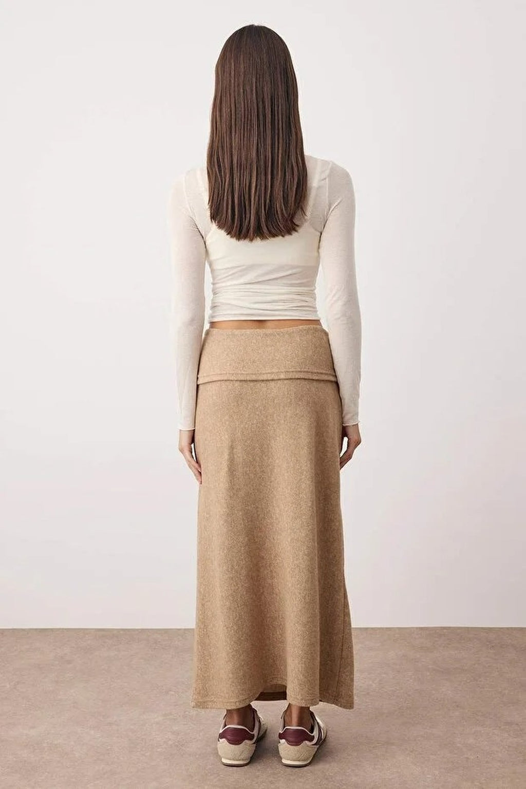 A-Line Knit Skirt with Folded Waist