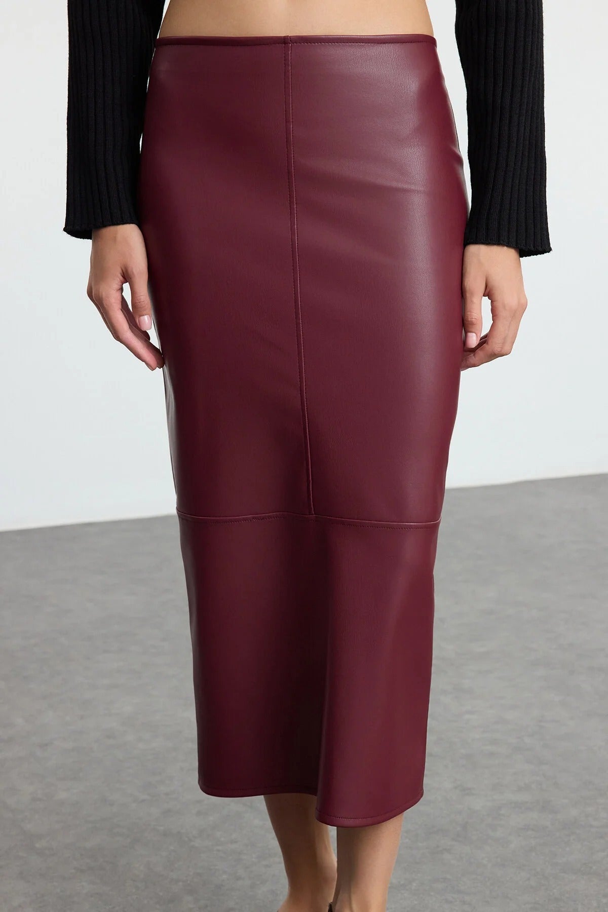 High-Waisted Pencil Skirt with Slit