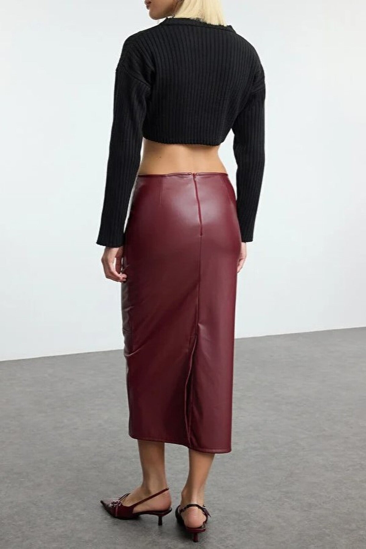 High-Waisted Pencil Skirt with Slit