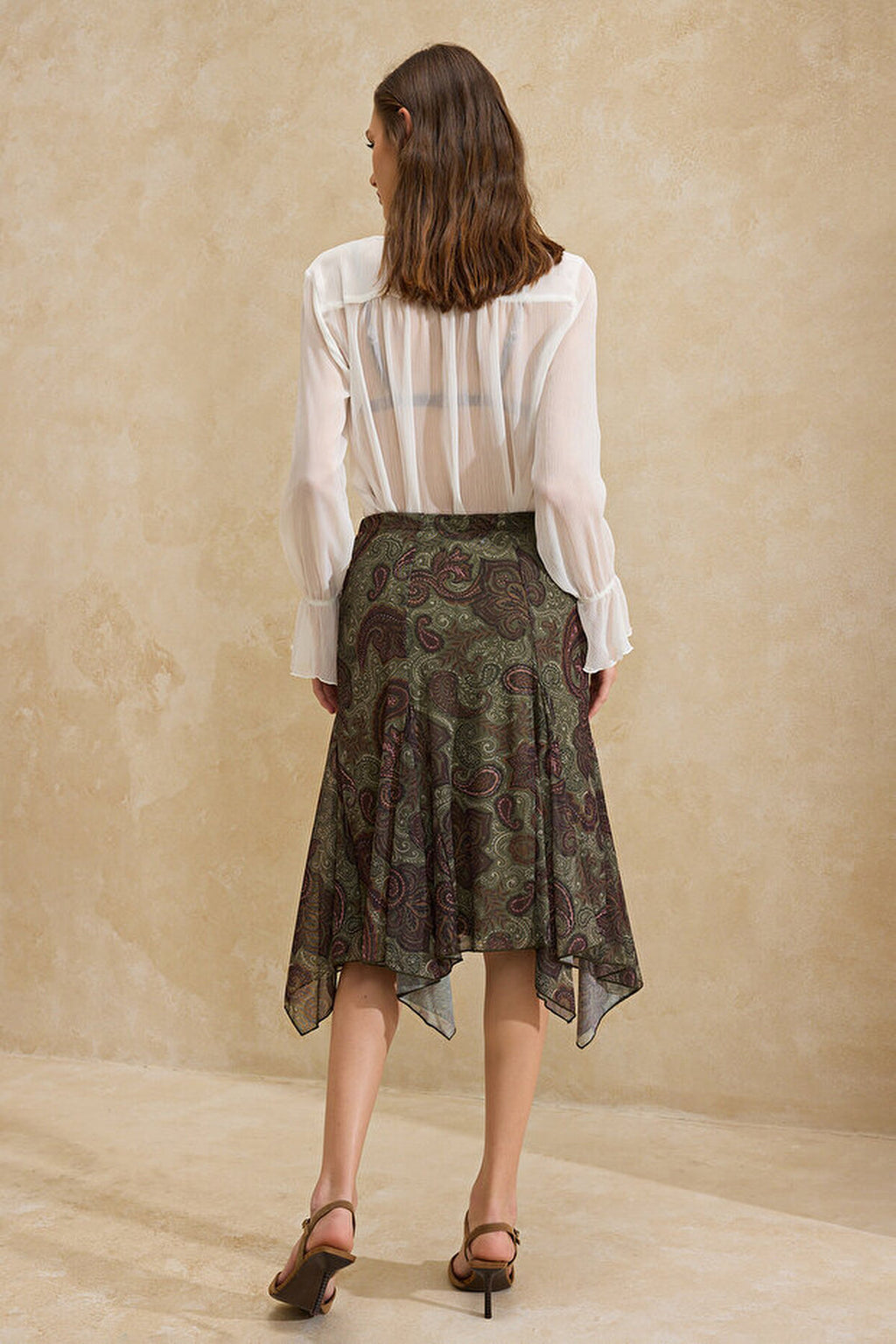 Floral A-Line Ruffled Regular Waist Midi Tulle Knit Skirt