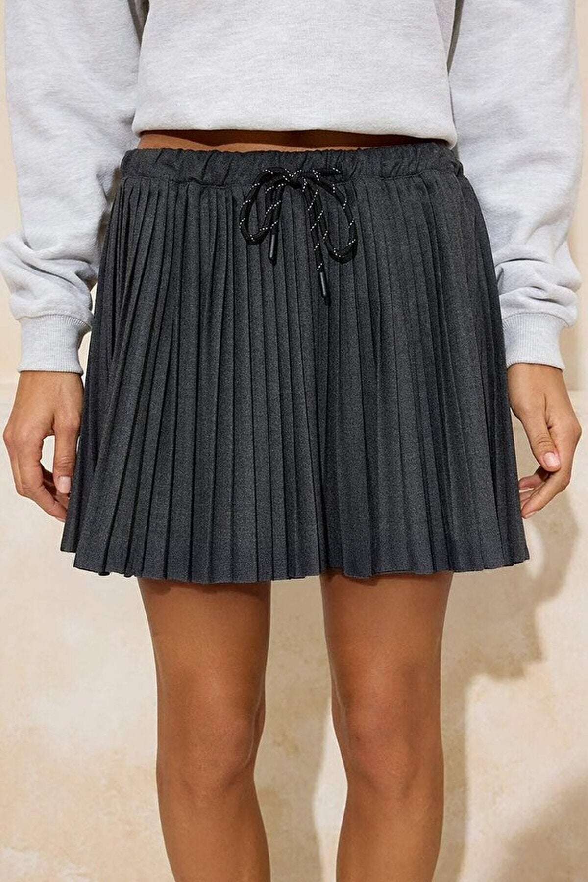 Pleated Woven Mini Skirt