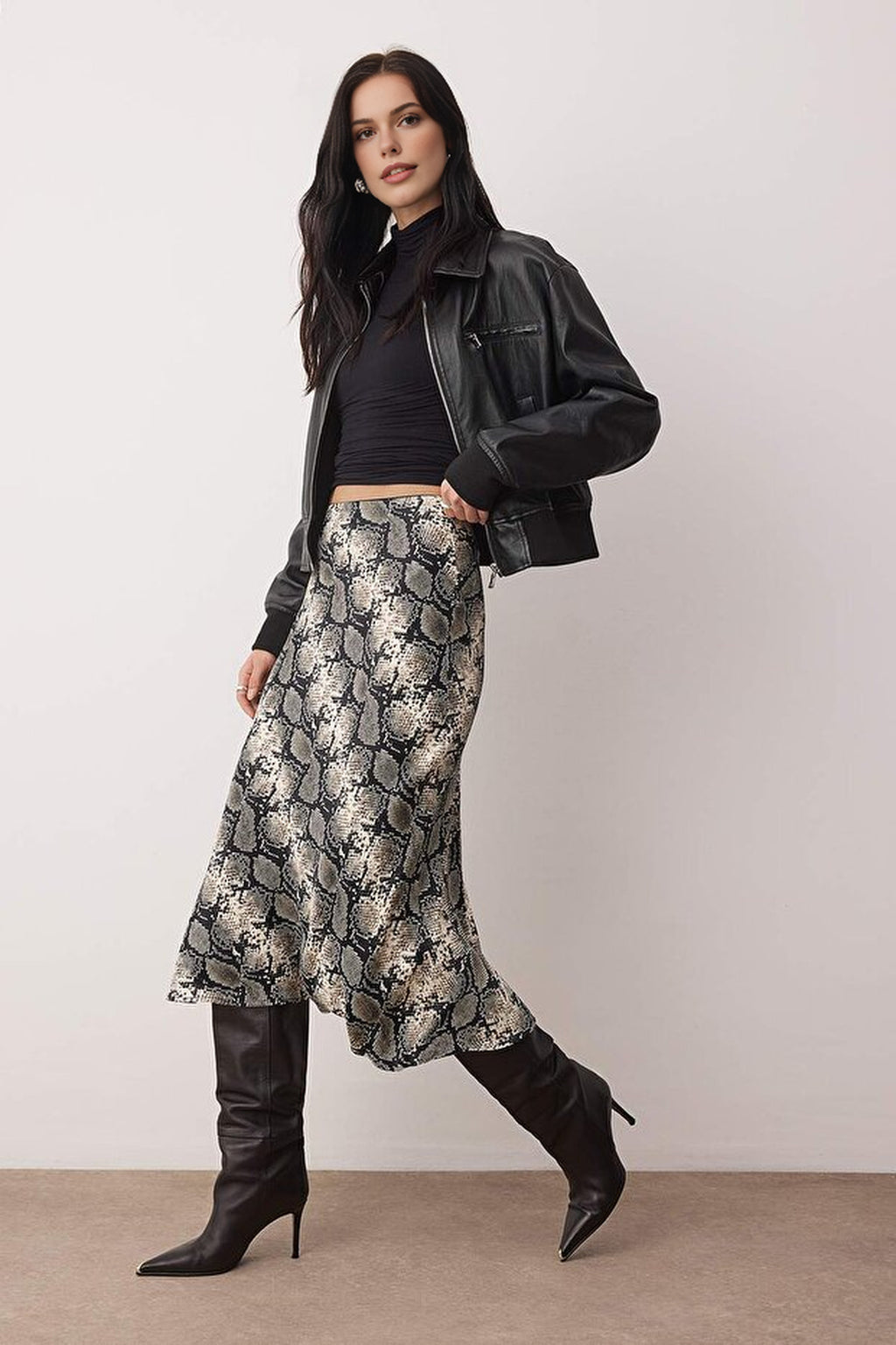 Woven Midi Satin Skirt