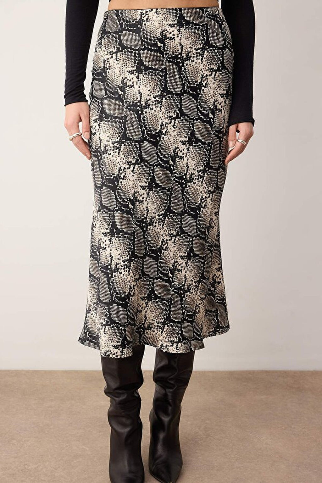 Woven Midi Satin Skirt