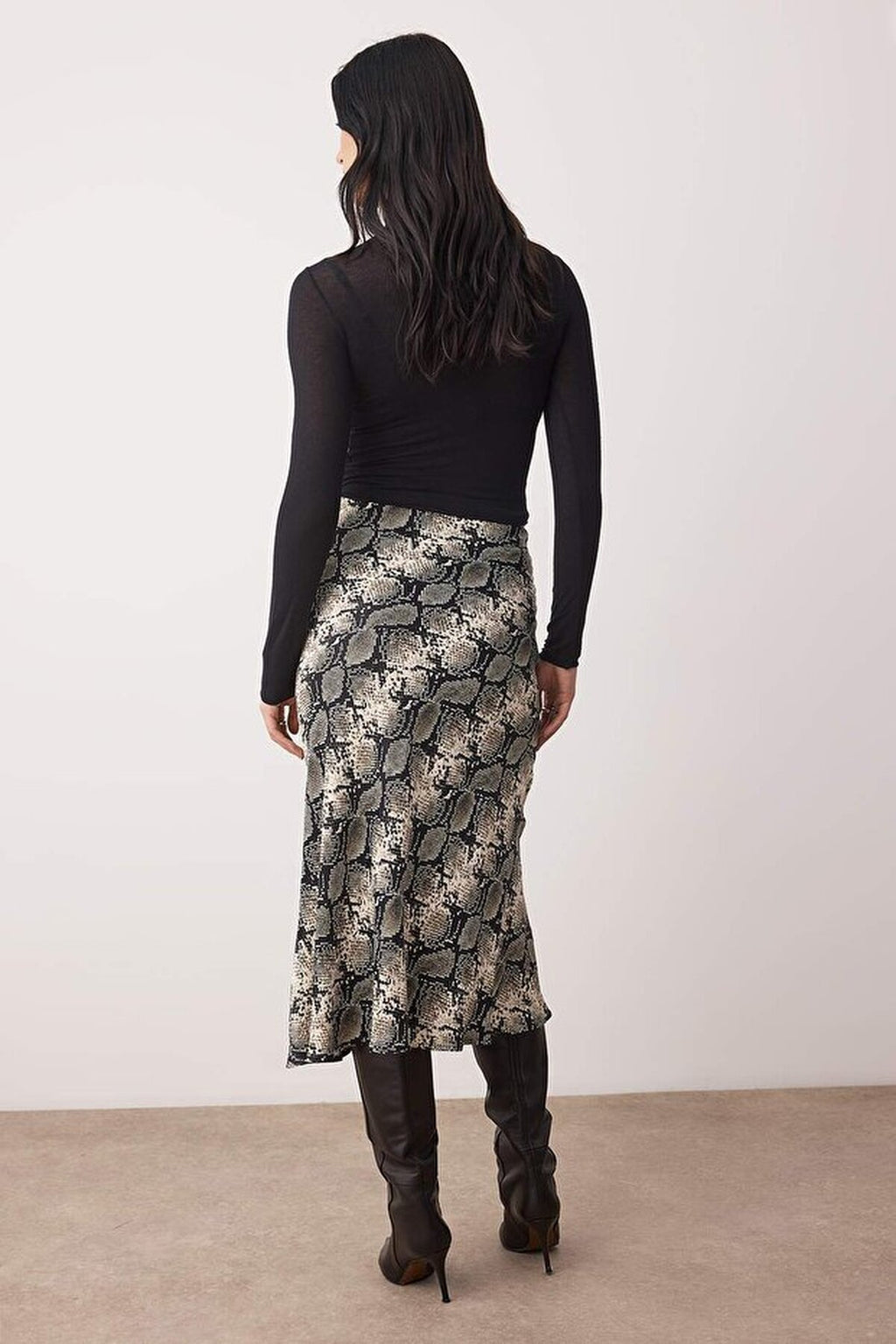 Woven Midi Satin Skirt