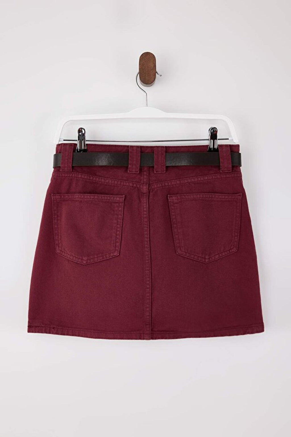 Belted Mini Denim Skirt
