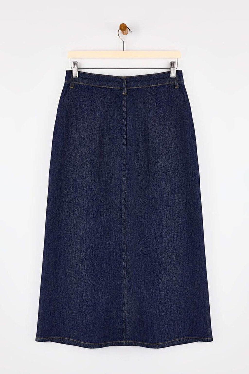 Button Detail Midi Denim Skirt