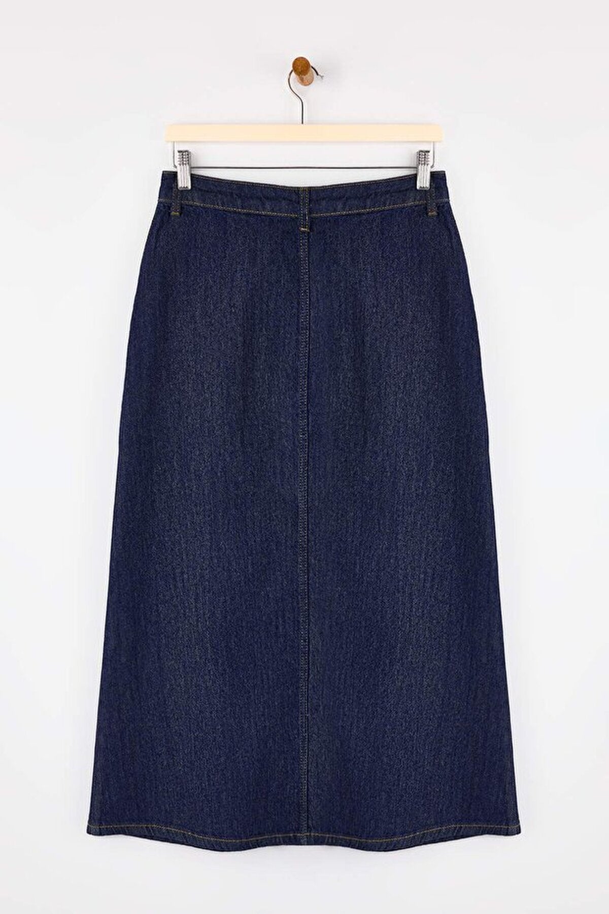 Button Detail Midi Denim Skirt