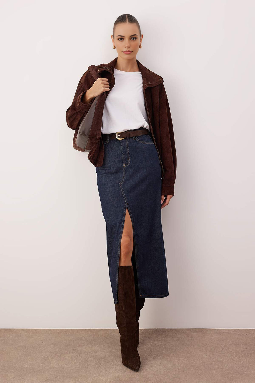 Maxi Denim Skirt with Slit