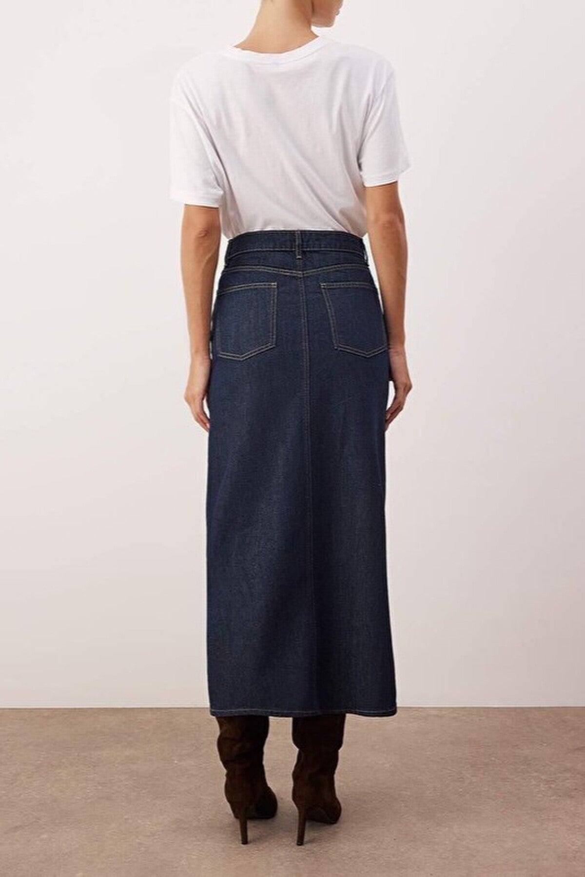 Maxi Denim Skirt with Slit