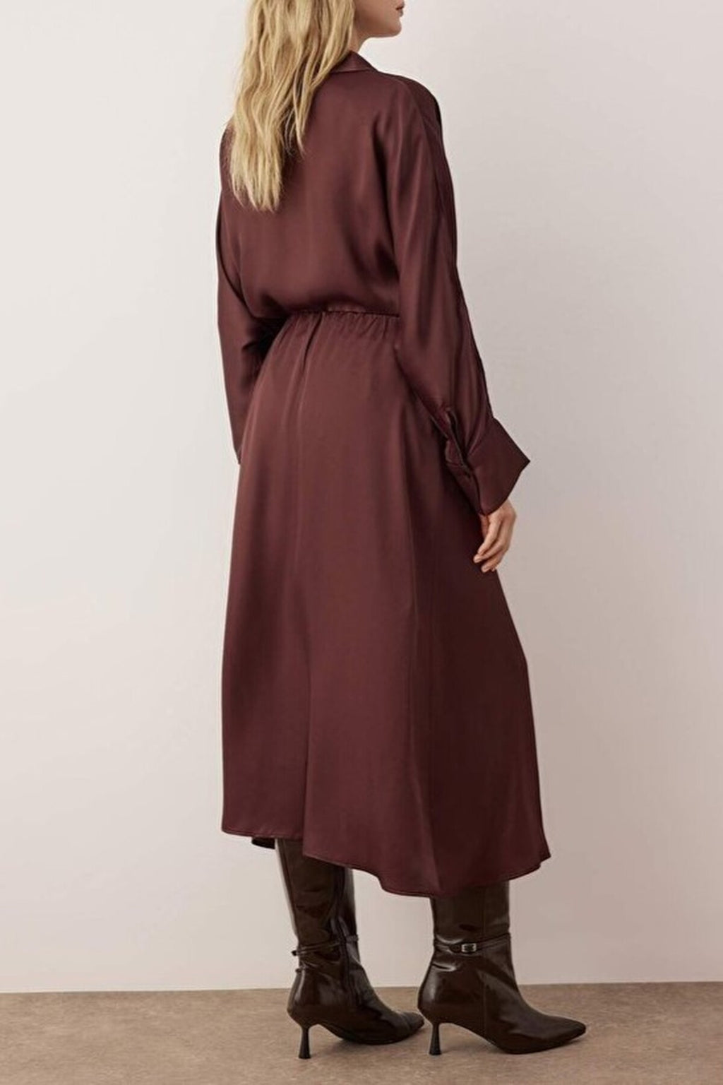 Wrap-Around Tie Detail Woven Satin Midi Skirt
