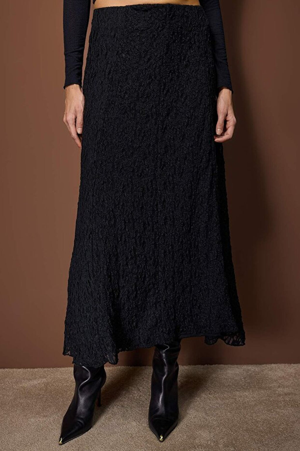 Lined Lace Fabric Knitted Skirt