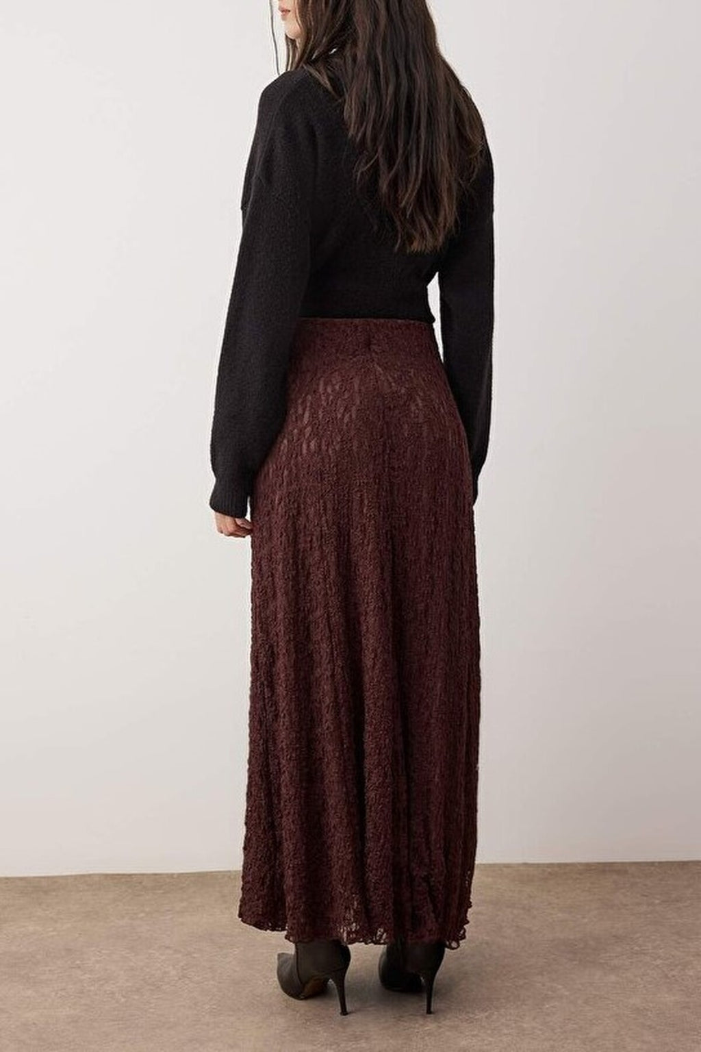 Lined Lace Fabric Knitted Skirt