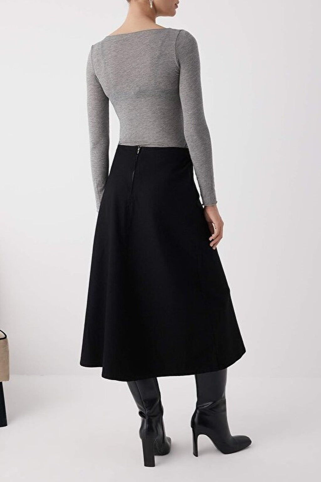 Belted Maxi Denim Skirt