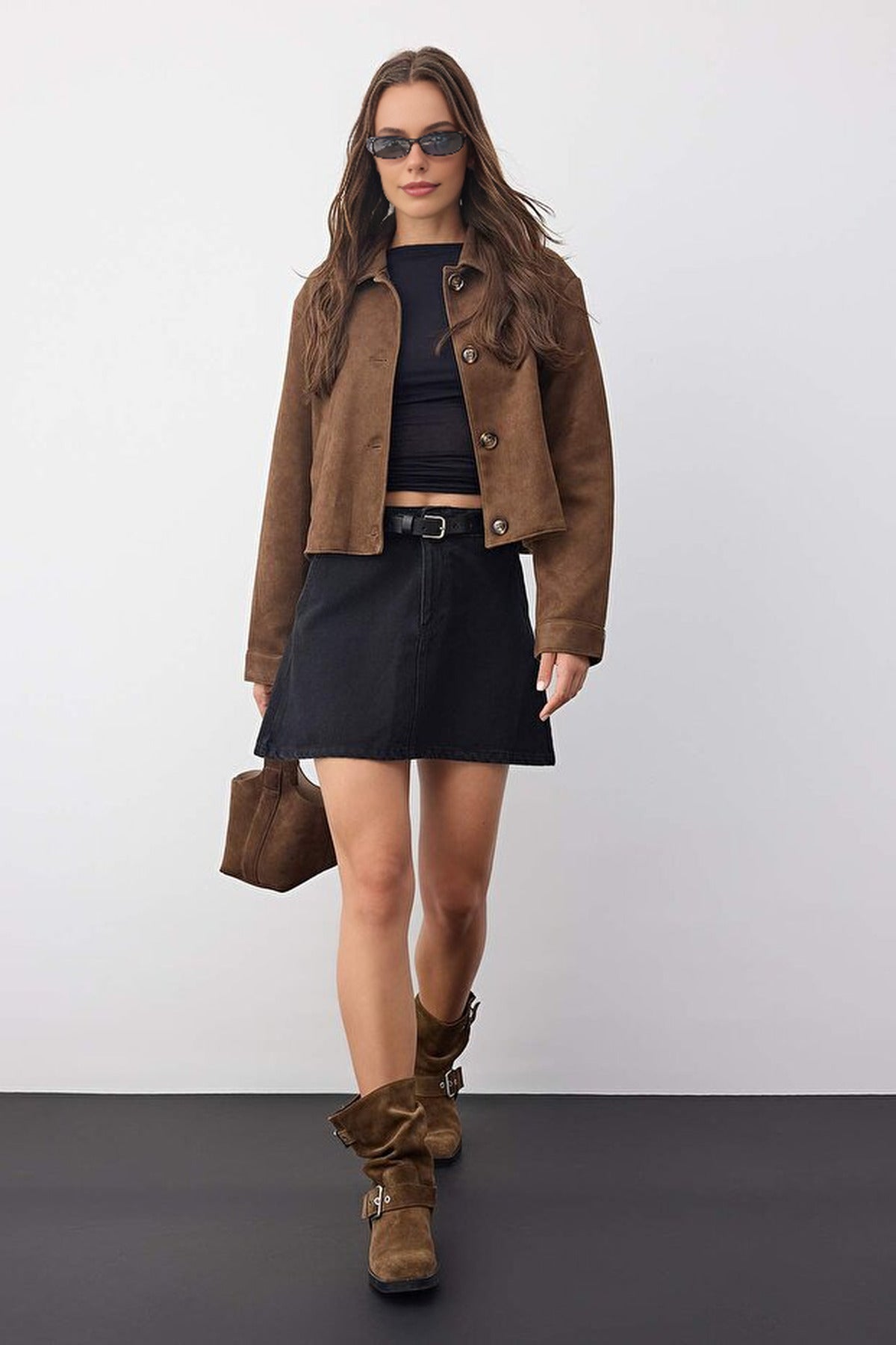 Denim Skirt with Belt Detail