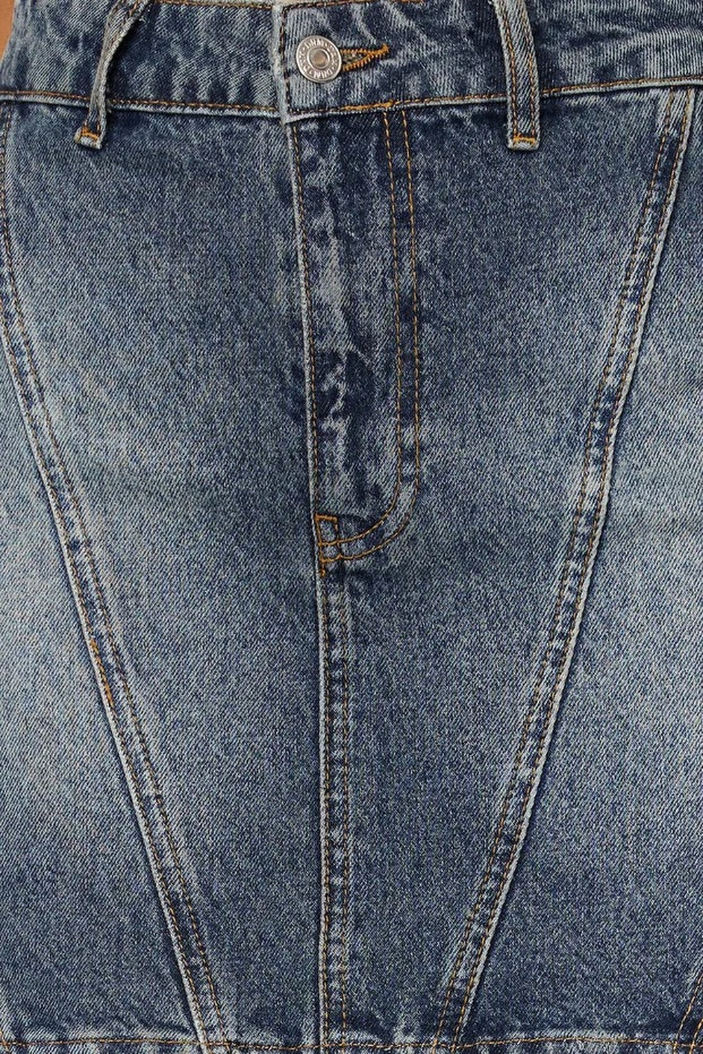Faded Effect Vintage High Waist Mini Denim Skirt