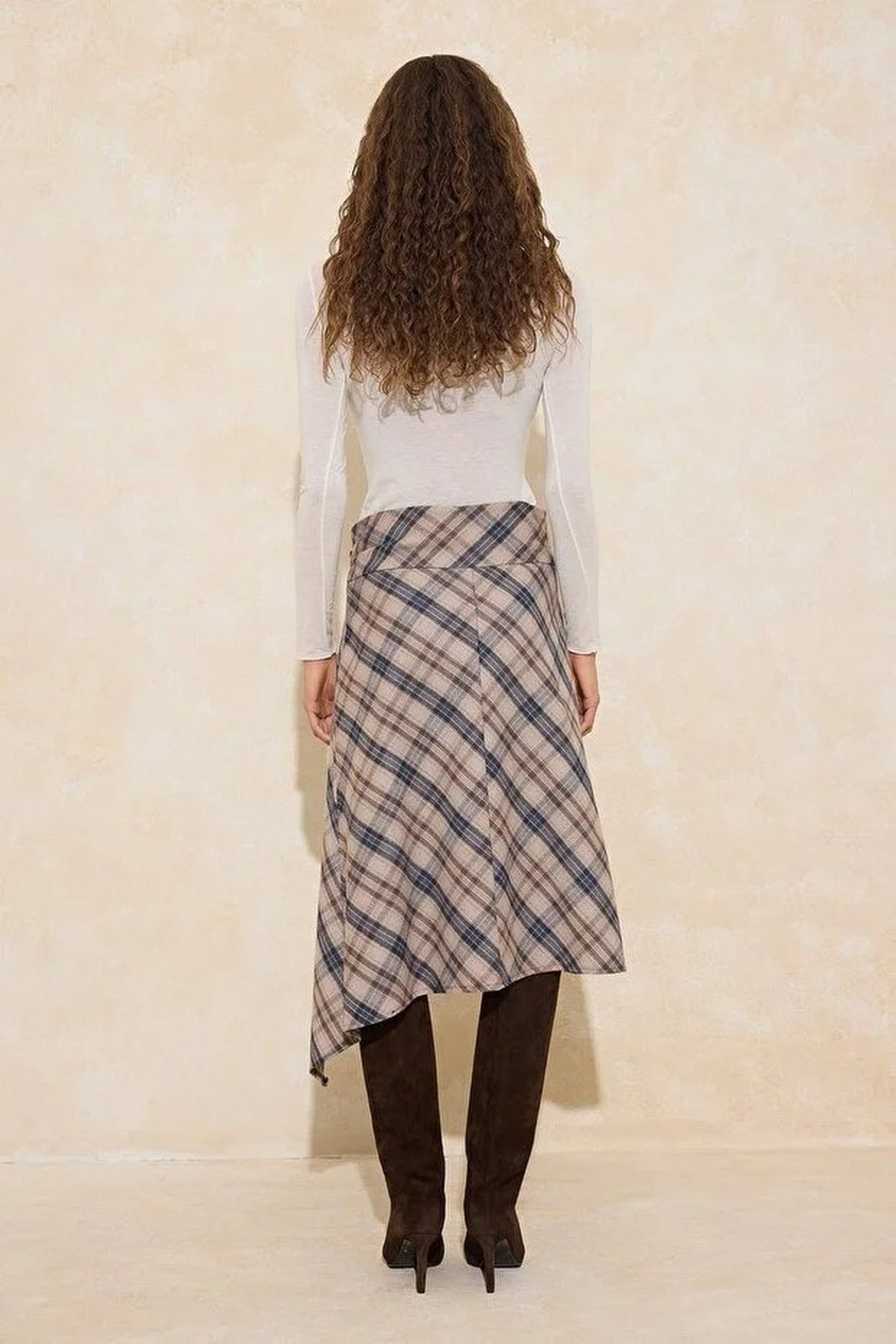 Asymmetrical Cut Skirt with Button Detail