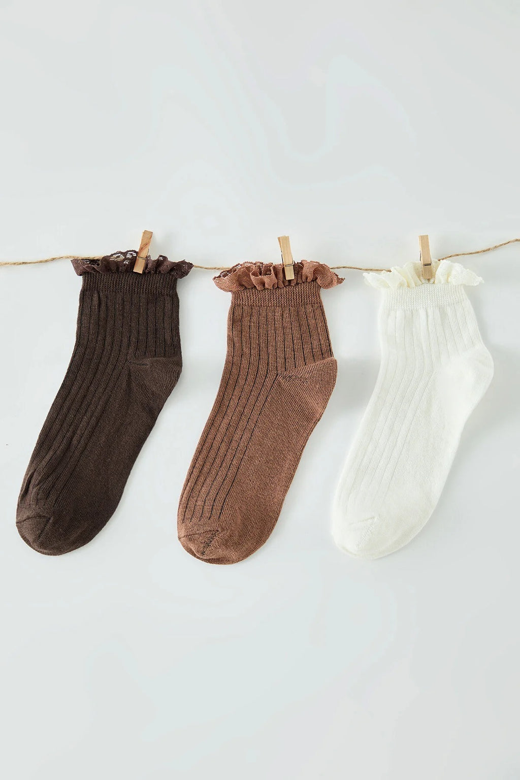 3-Pack Cotton Lace Knit Socks