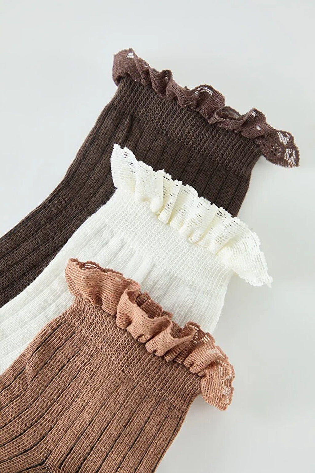 3-Pack Cotton Lace Knit Socks