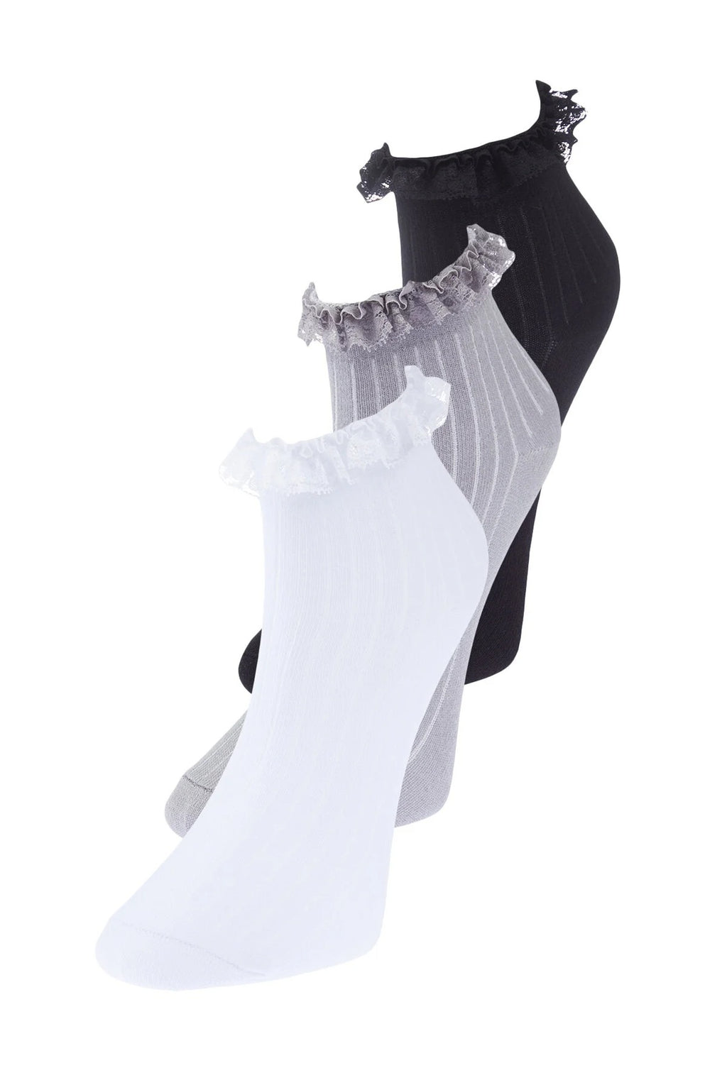 3-Pack Cotton Lace Knit Socks