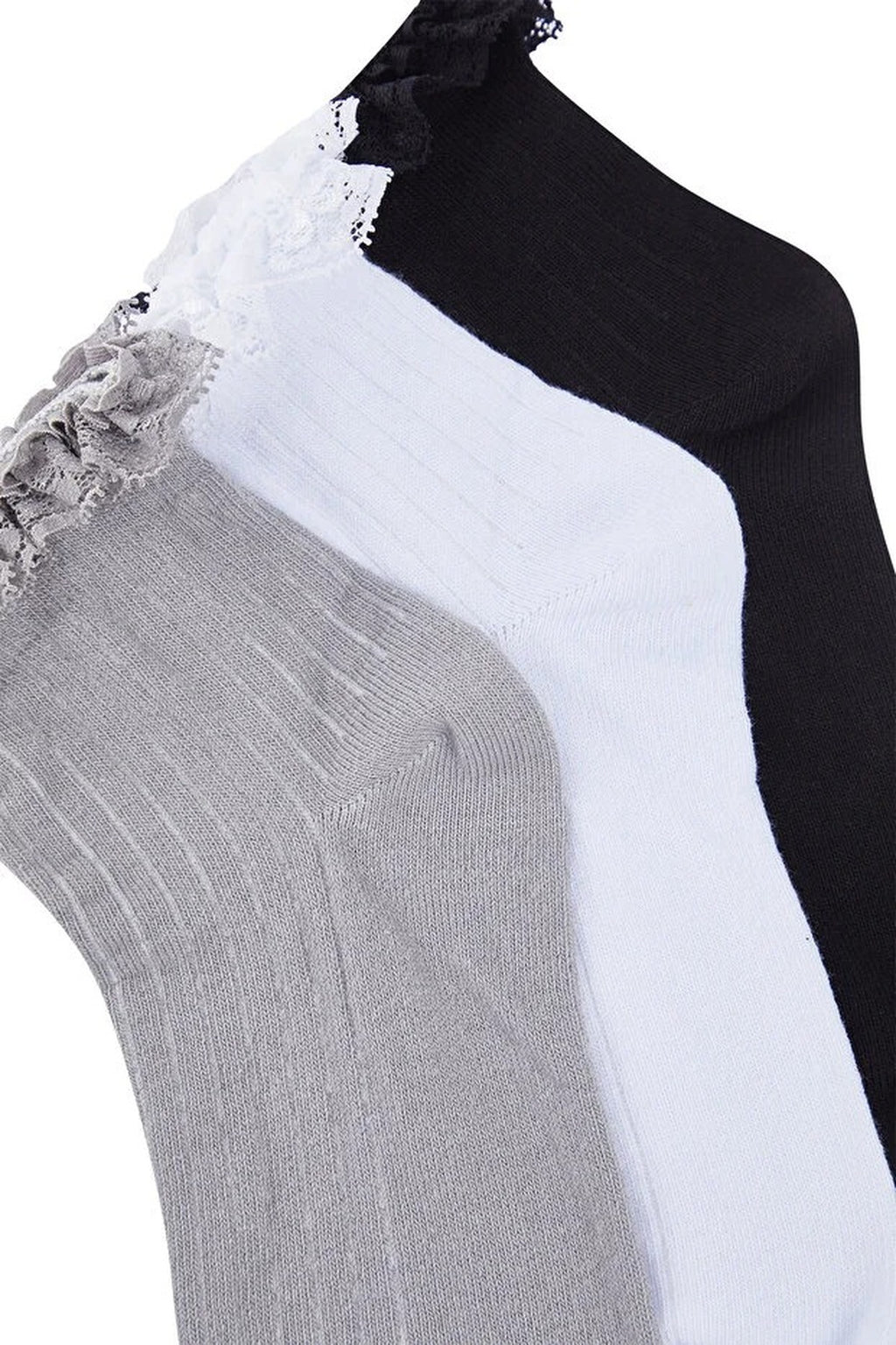 3-Pack Cotton Lace Knit Socks