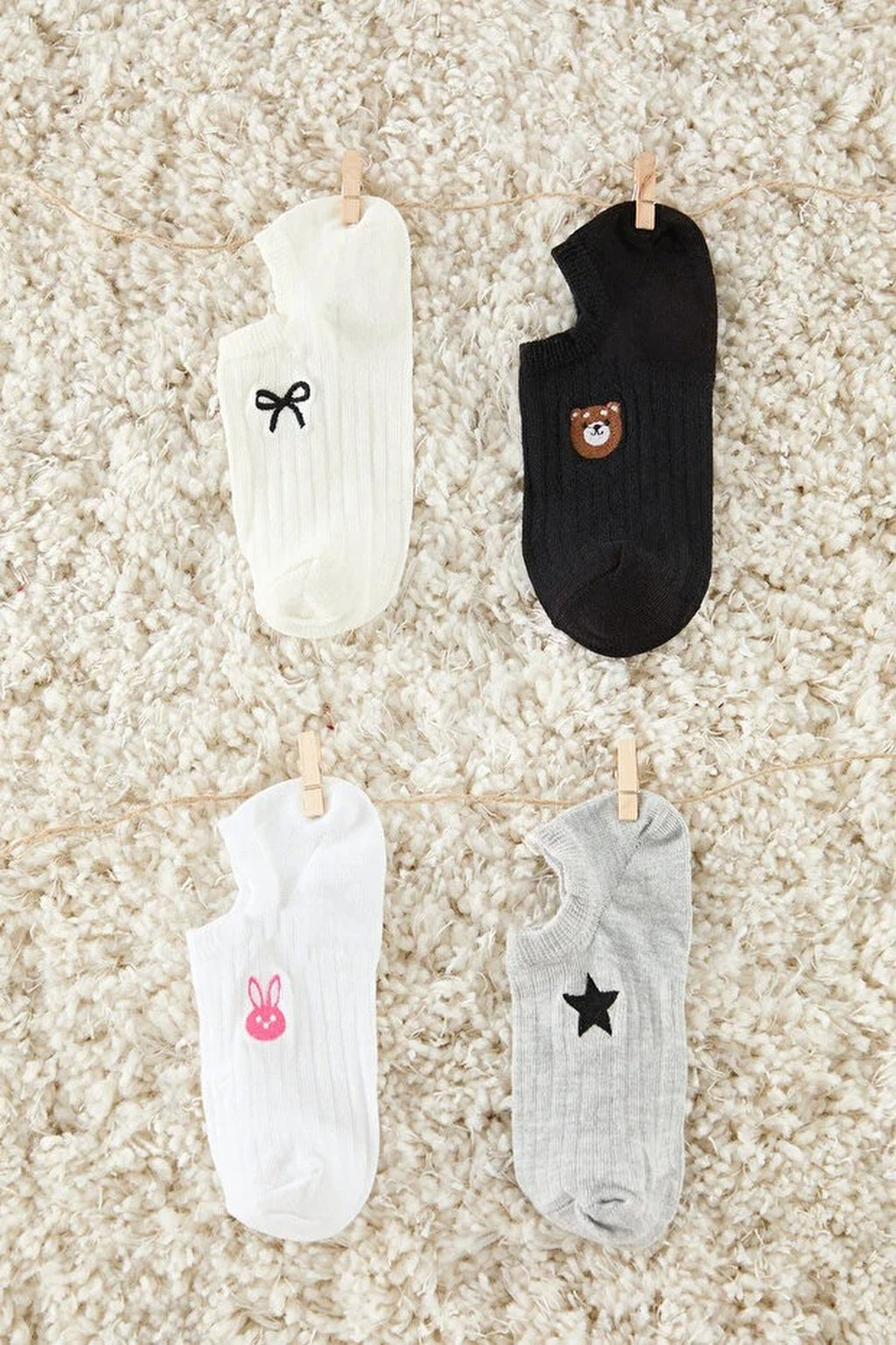 4-Pack Cotton Embroidered Jacquard Knit Socks