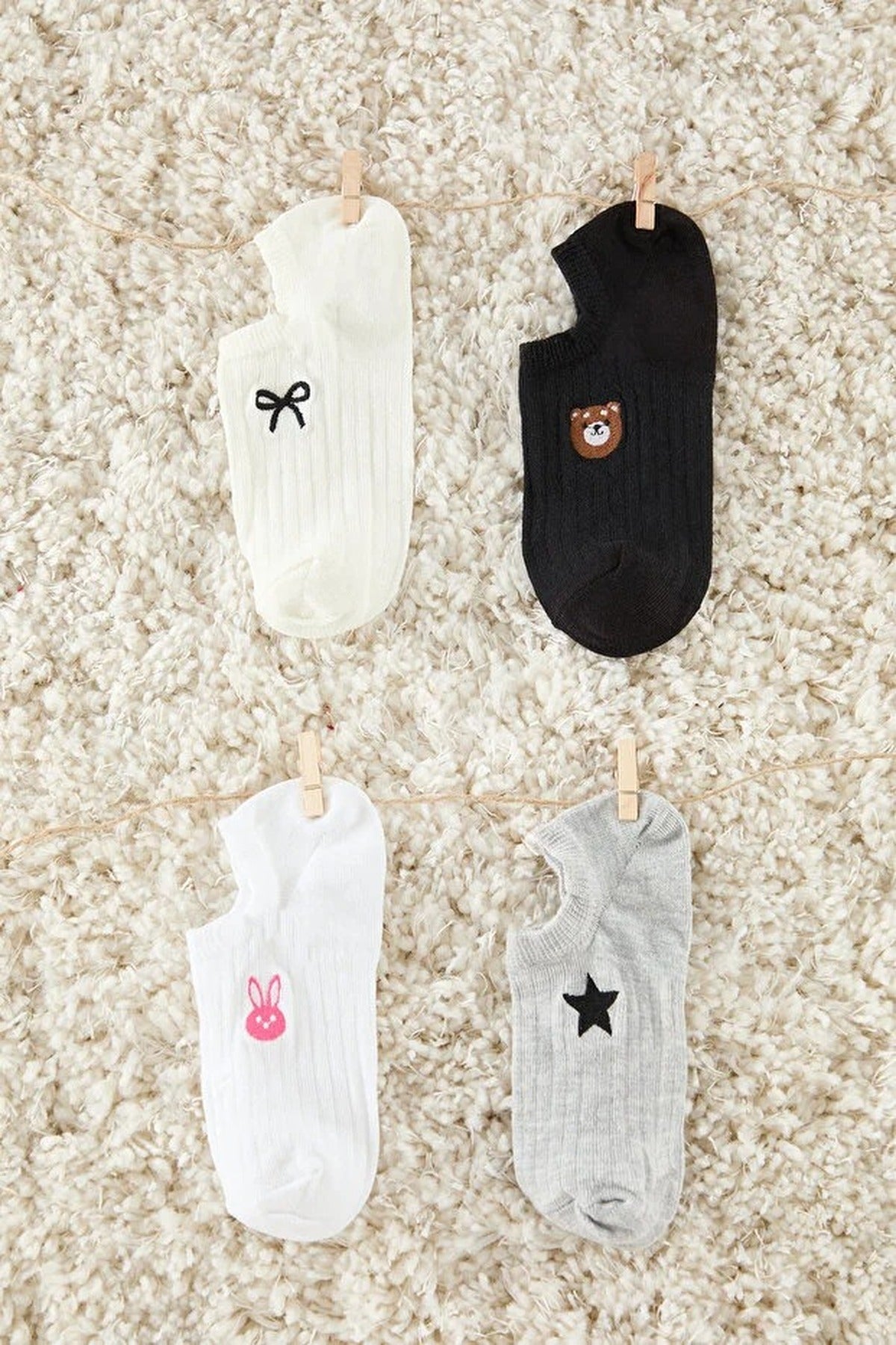4-Pack Cotton Embroidered Jacquard Knit Socks