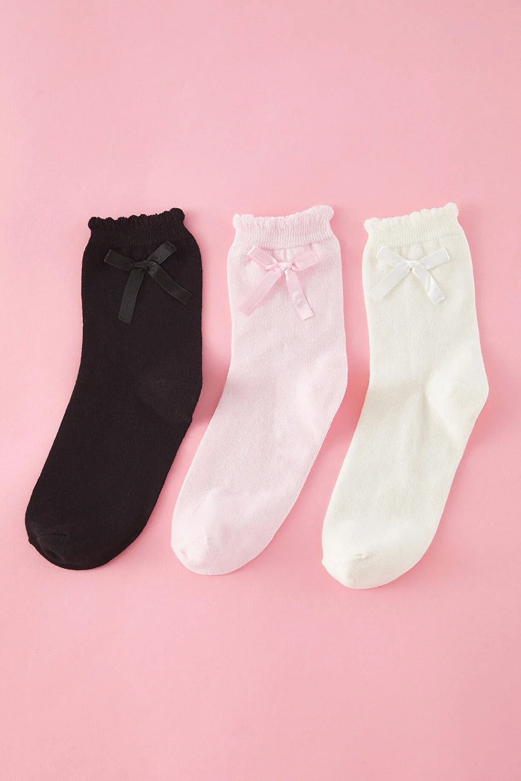 3-Pack Cotton Bow Detailed Knit Socks