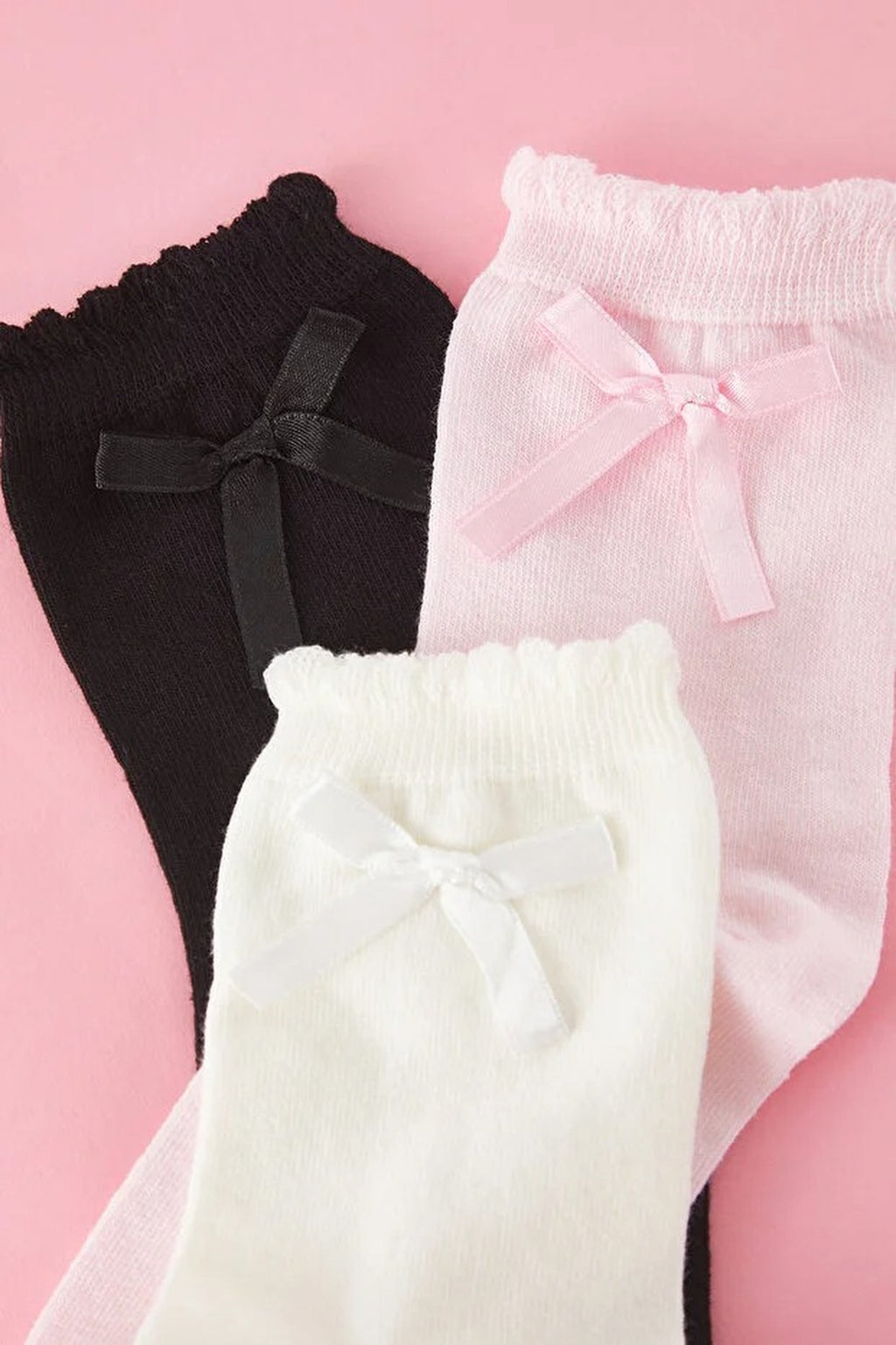 3-Pack Cotton Bow Detailed Knit Socks