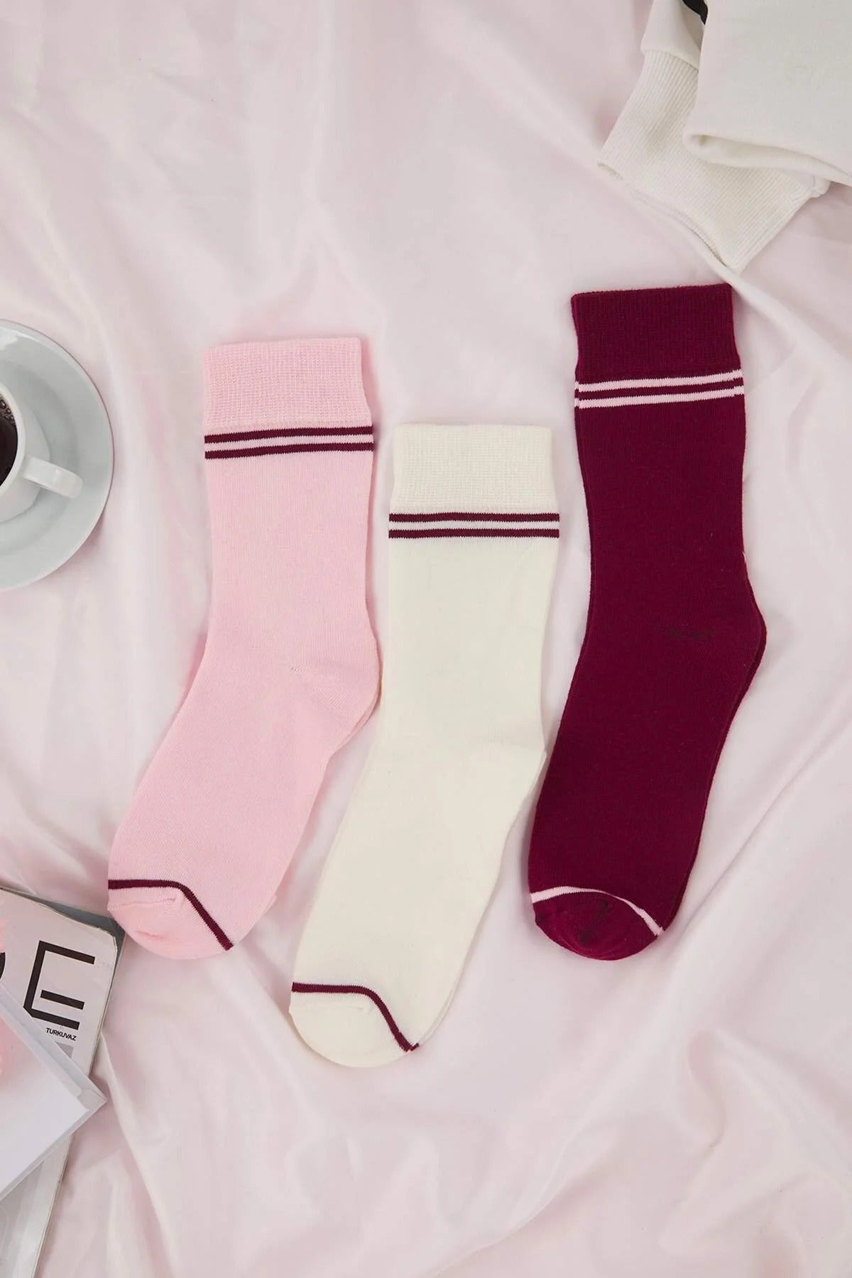 3-Pack Cotton Striped Jacquard Knit Socks