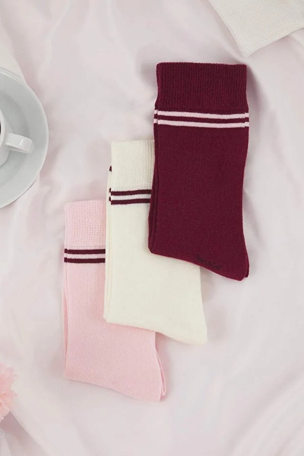 3-Pack Cotton Striped Jacquard Knit Socks