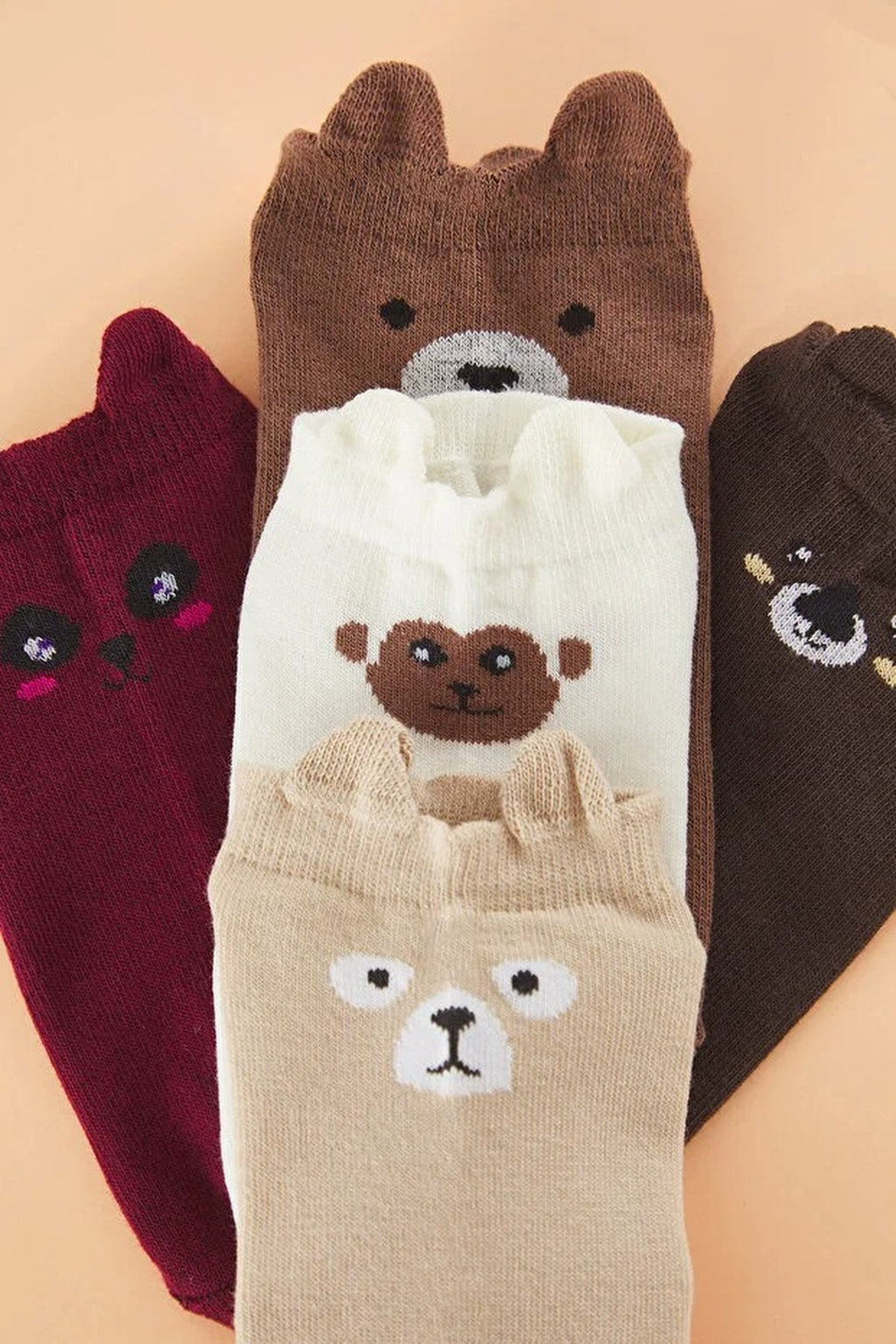 5-Pack Cotton Printed Knit Ankle Socks