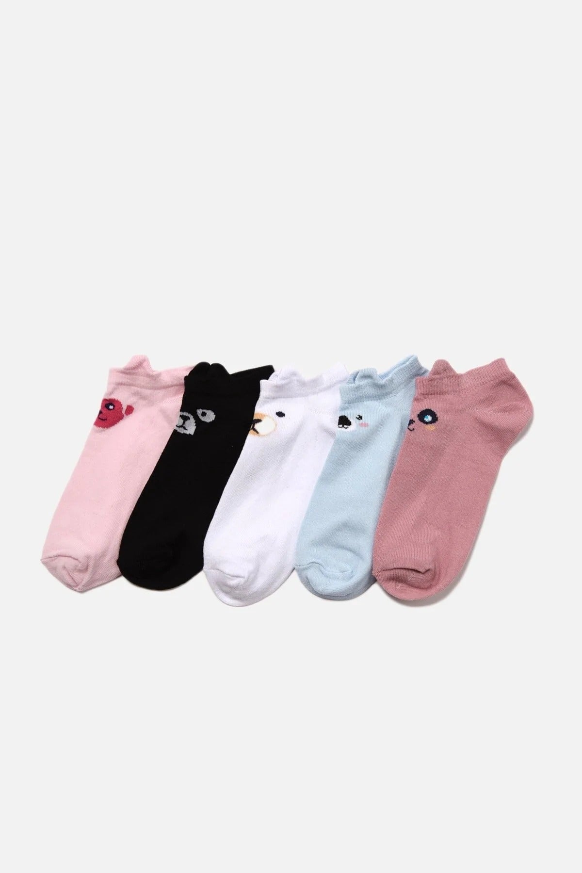 5-Pack Cotton Printed Knit Ankle Socks
