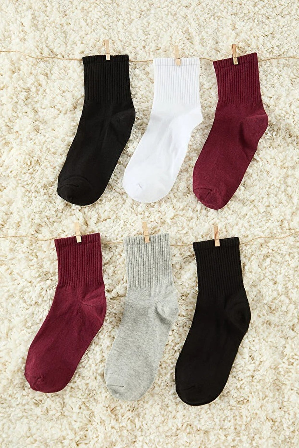 6-Pack Cotton Ribbed Knit Socks