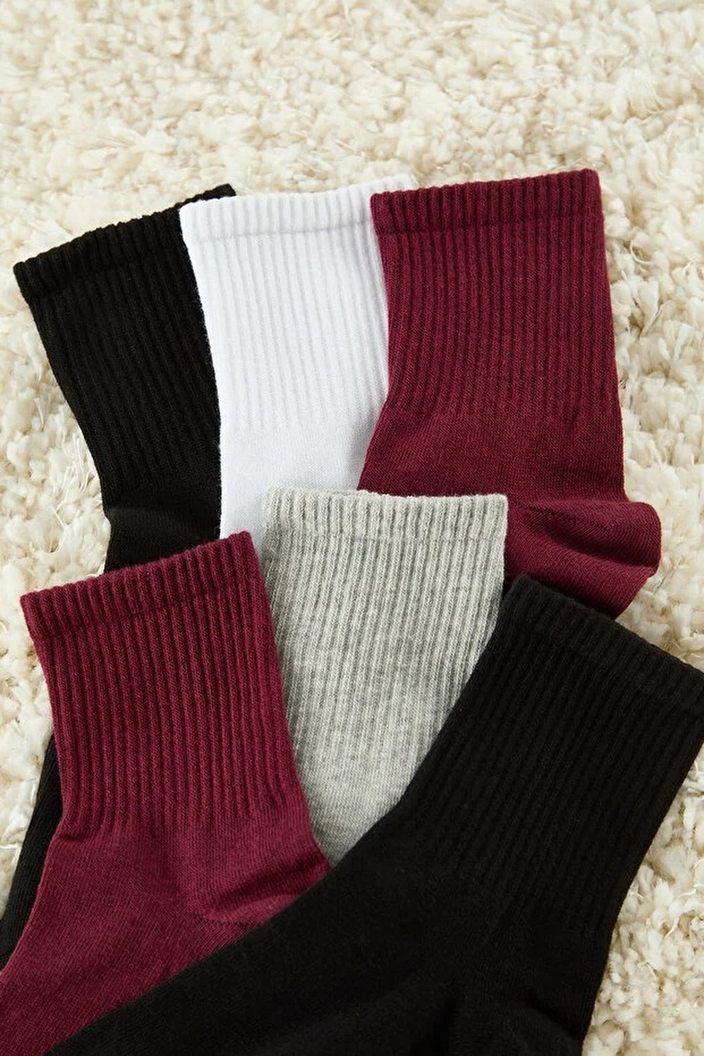 6-Pack Cotton Ribbed Knit Socks