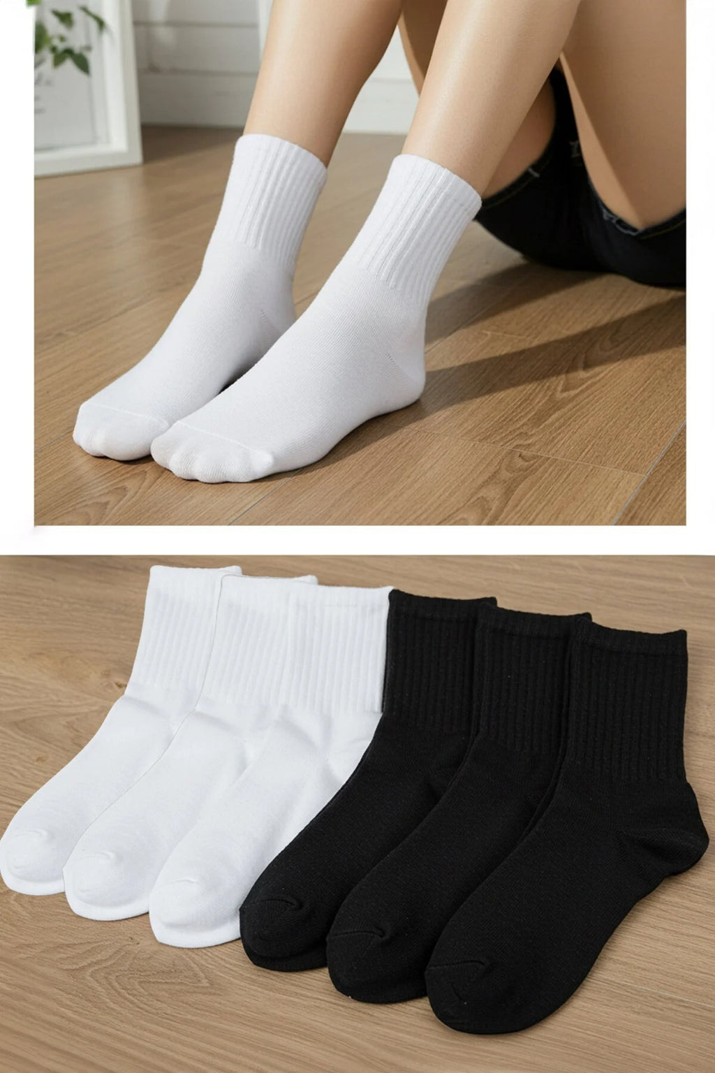 6-Pack Cotton Ribbed Knit Socks