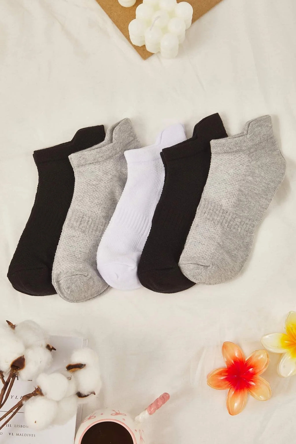 5-Pack Cotton Knit Sports Yoga Socks