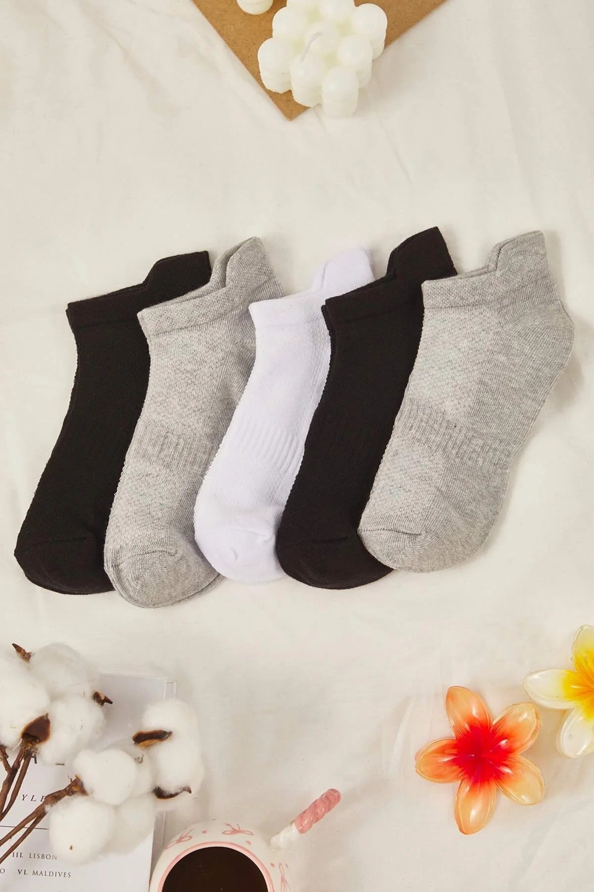 5-Pack Cotton Knit Sports Yoga Socks