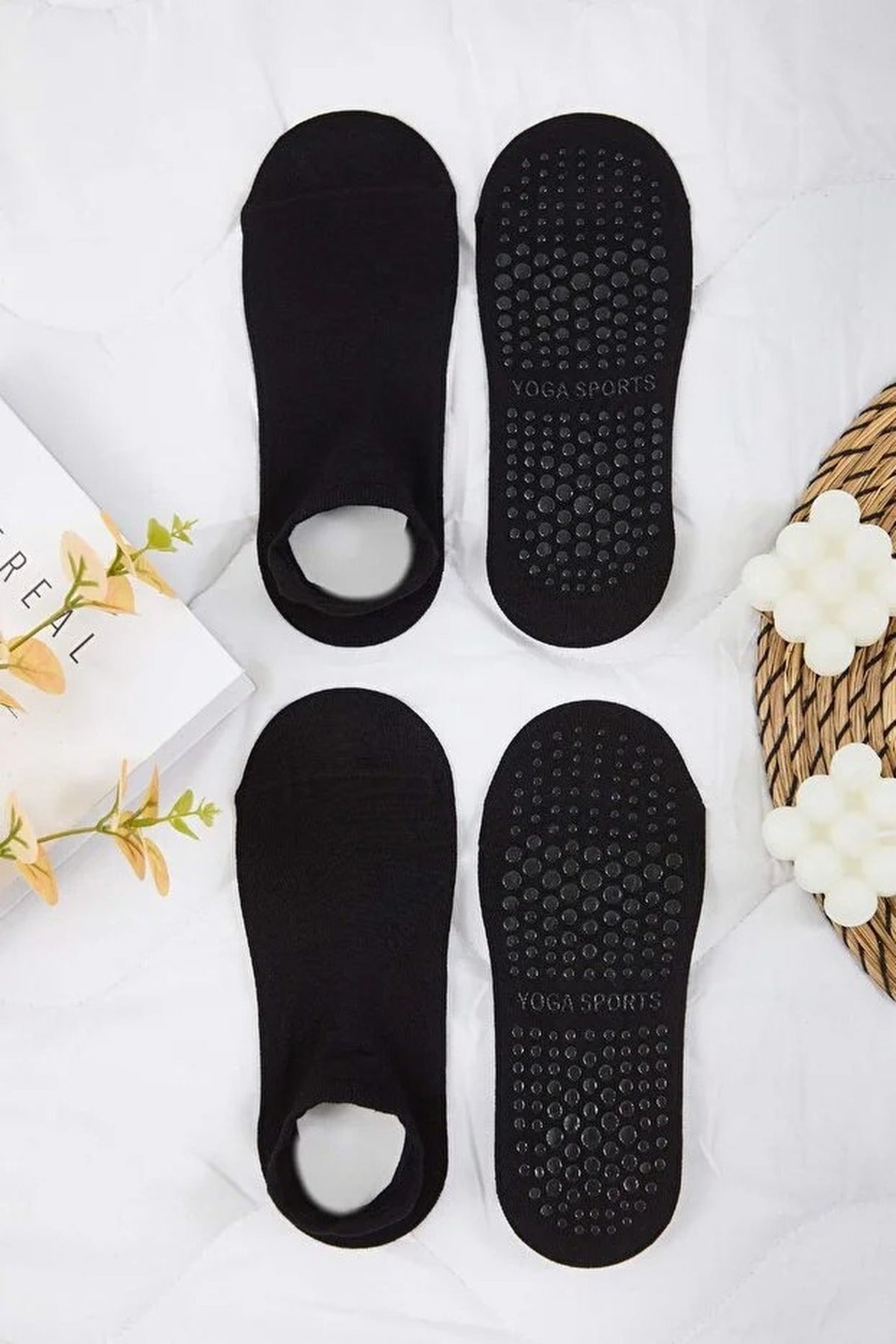 2-Pack Cotton Non-Slip Yoga/Pilates Knit Socks