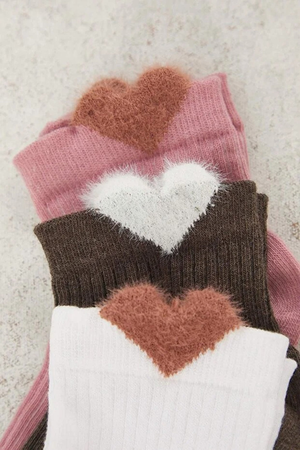 3-Pack Cotton Heart Jacquard Knit Socks