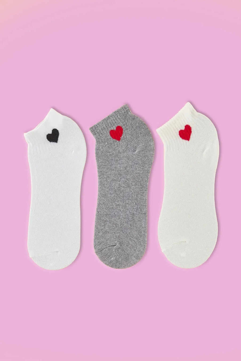 3-Pack Heart Printed Half-Length Knit Socks