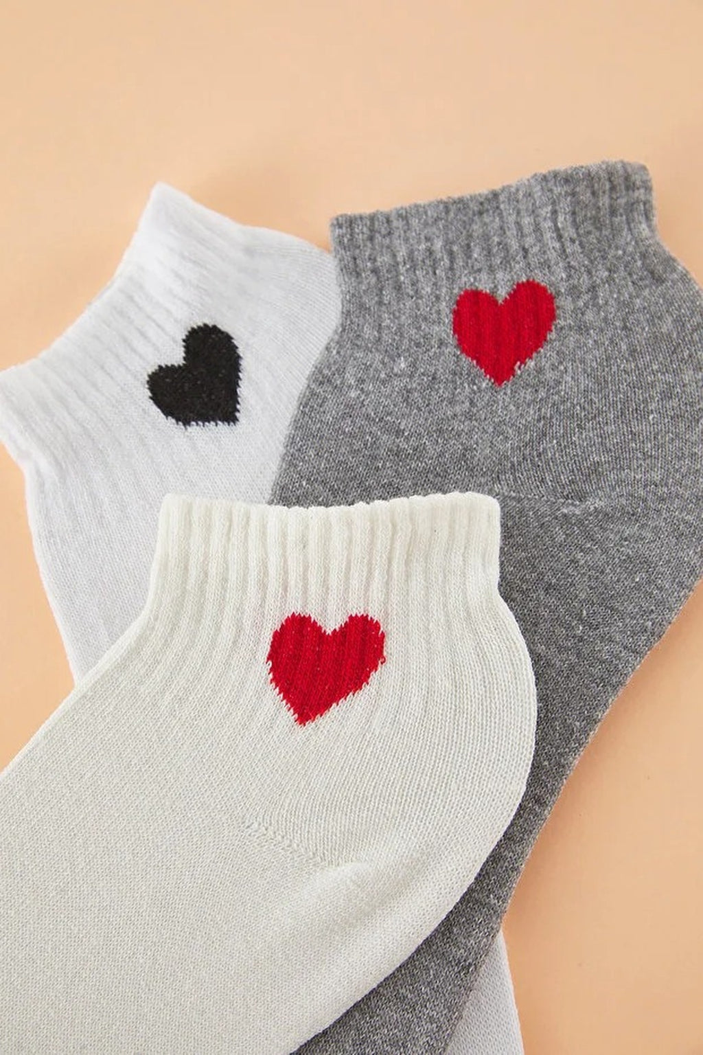 3-Pack Heart Printed Half-Length Knit Socks