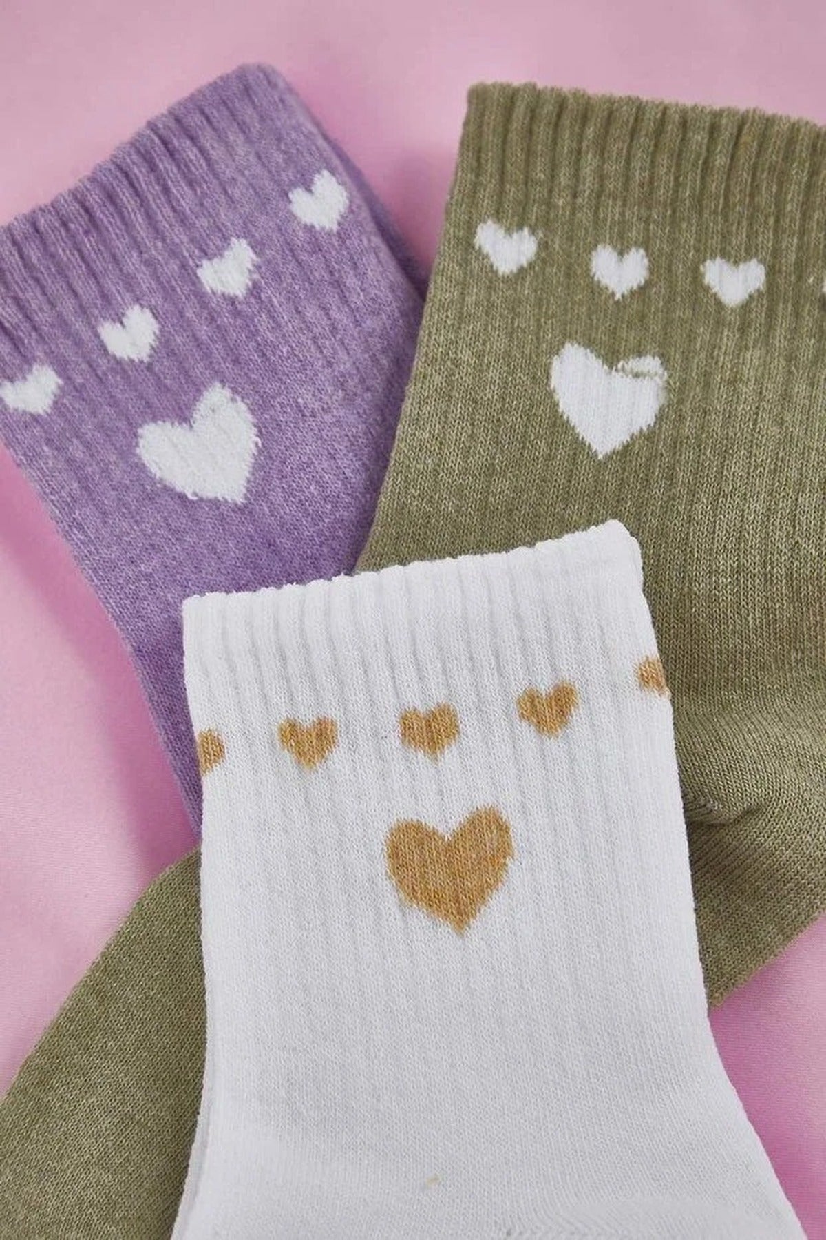 3-Pack Heart Jacquard Knit Socks